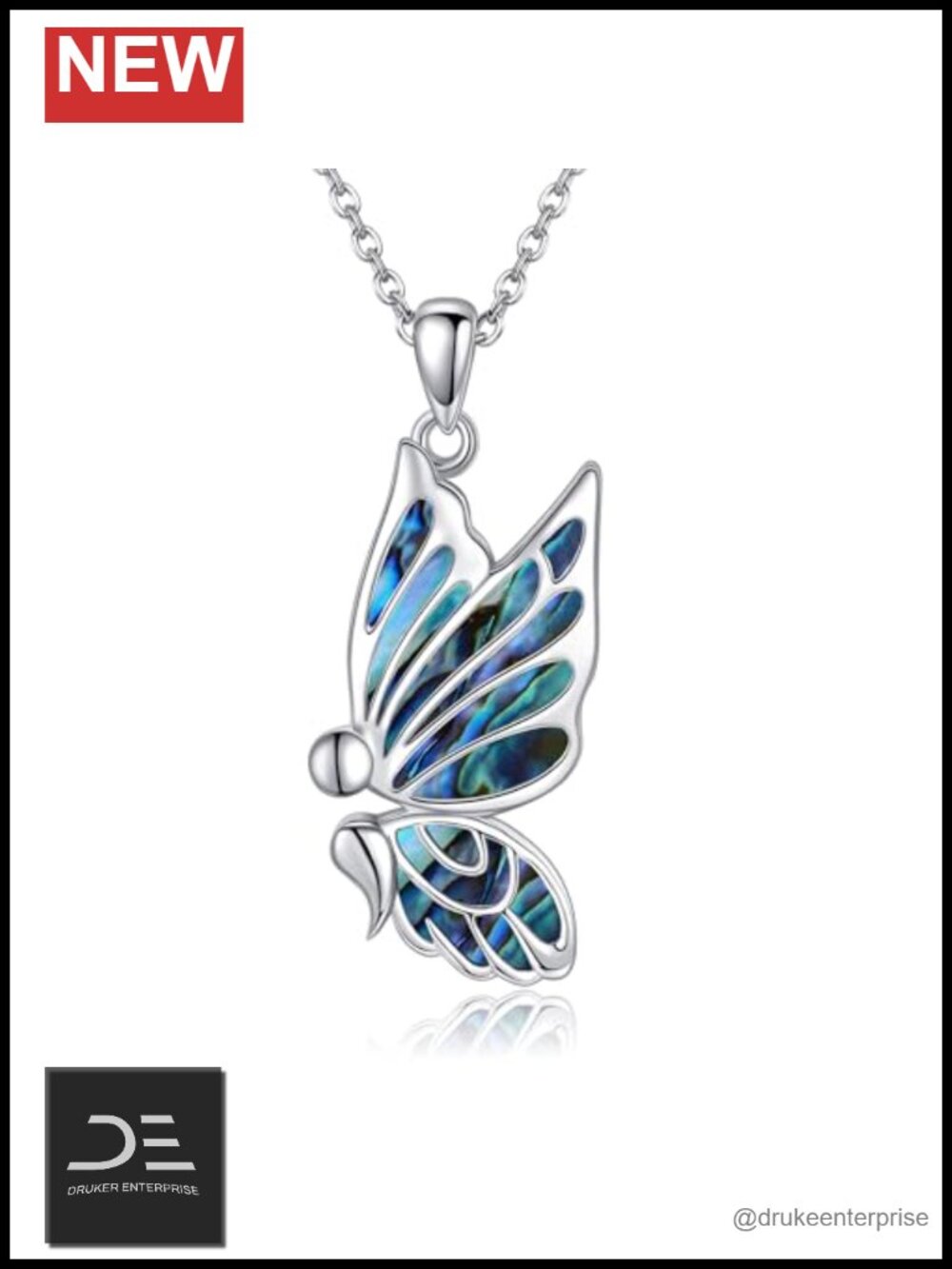 Sterling Silver Butterfly Semicolon Necklace Mental Health Awareness Gift